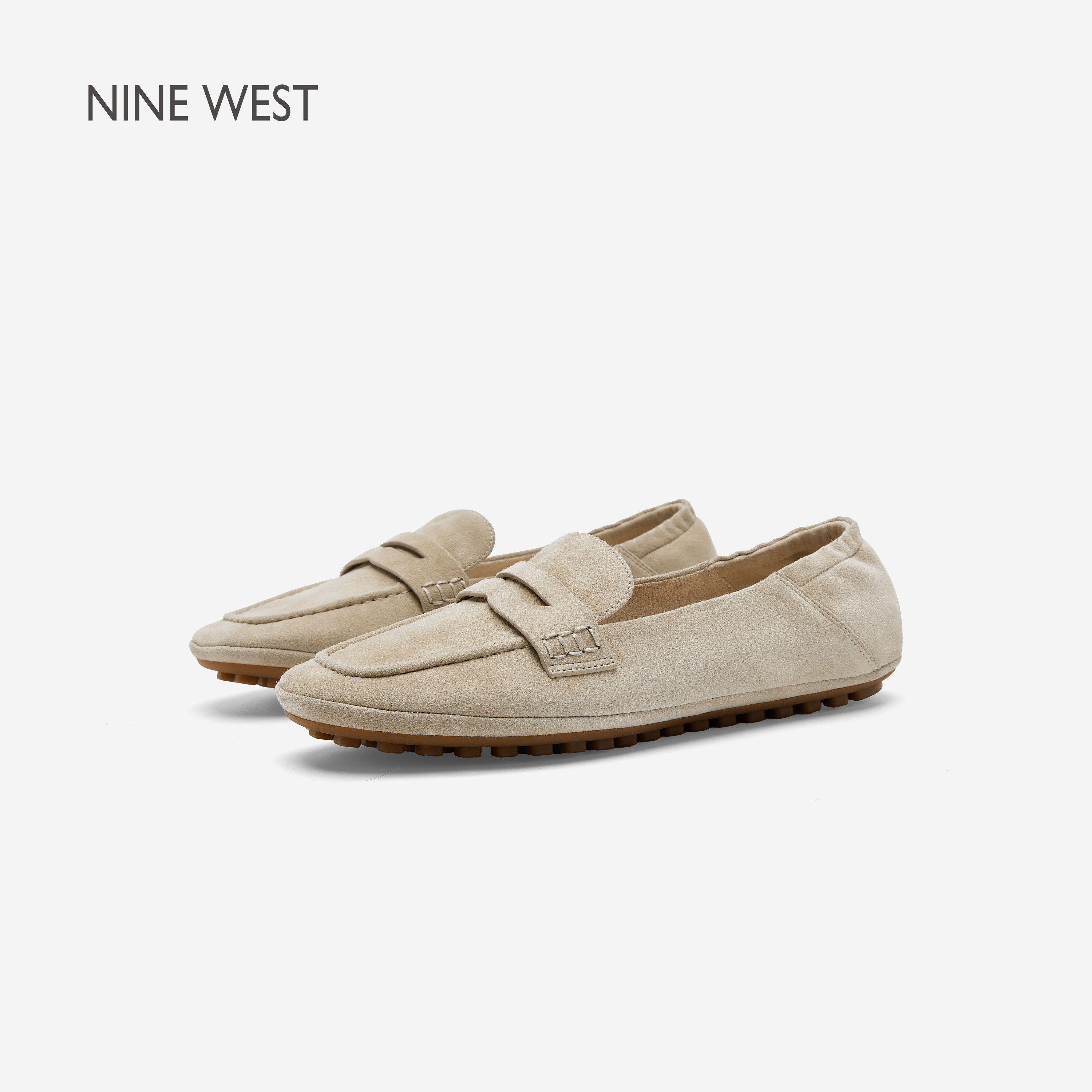 Nine West/玖熙豆豆鞋女夏外穿软底不累脚乐福鞋通勤百搭平底鞋