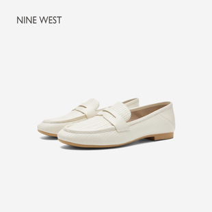 通勤软单鞋 Nine 女2026春新款 玖熙素织时光编织纹羊皮乐福鞋 West