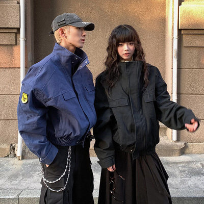 美式复古座山雕工装外套男纯棉宽松春秋廓形飞行员夹克短款棒球服