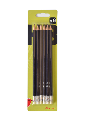 简约铅笔2H/HB/B/2B吸卡装2支3支5支橡皮头铅笔