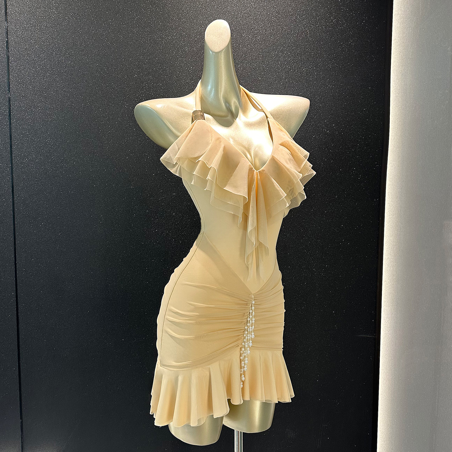 2025新款拉丁舞服不规则荷叶边