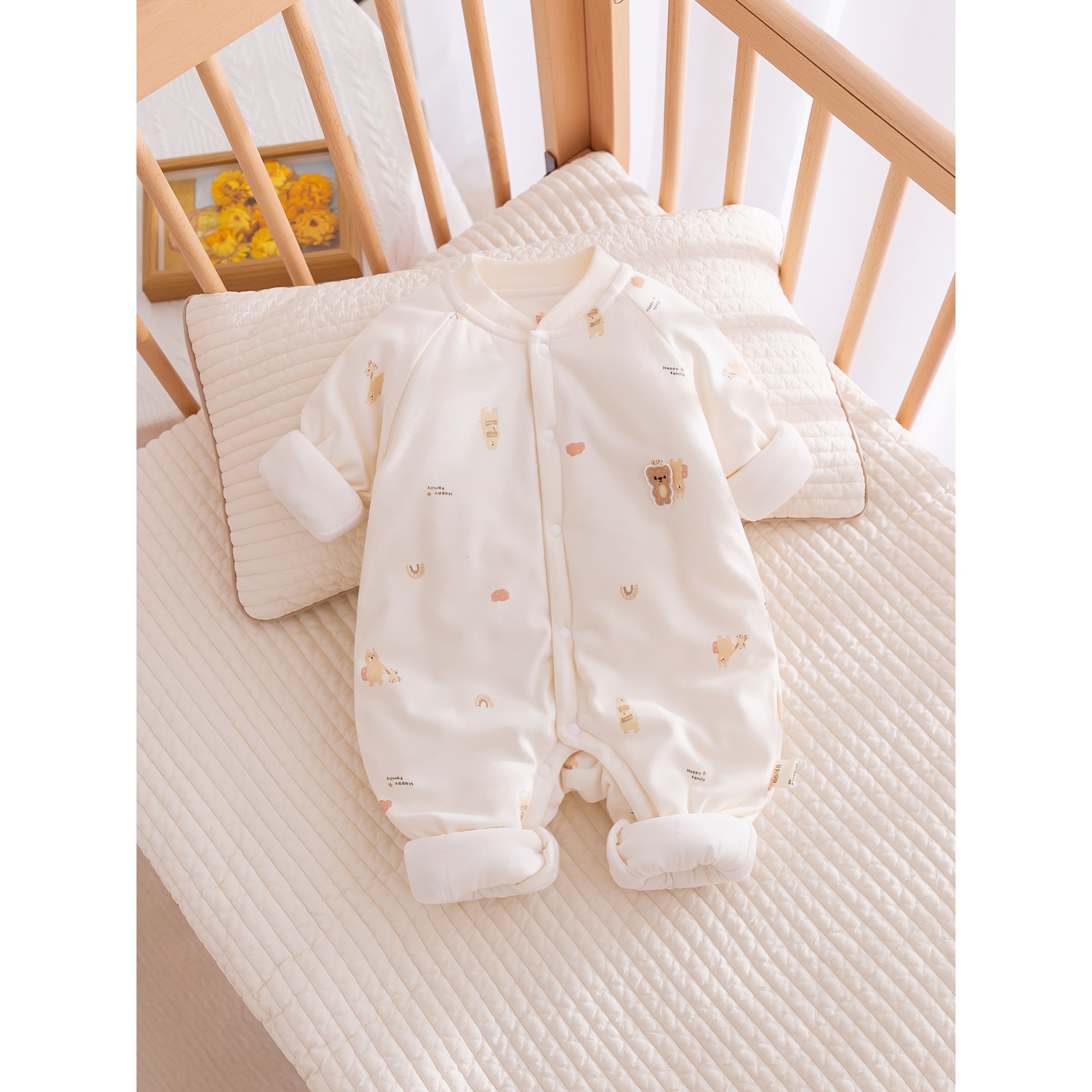 全棉纯棉婴儿夹棉连体衣冬季男女连身衣/爬服/哈衣