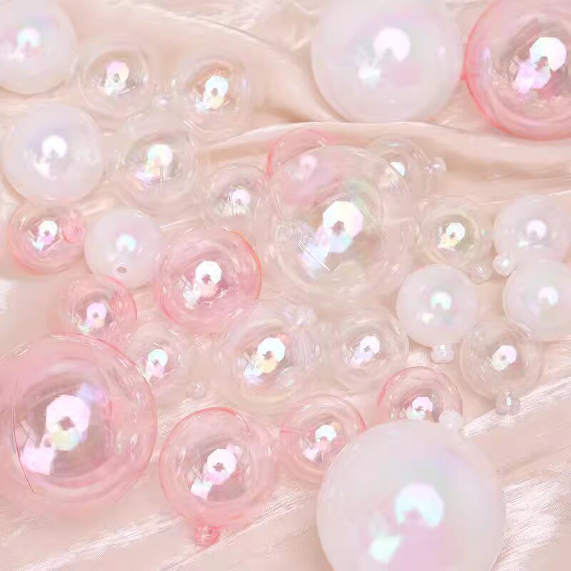 幻彩球蛋糕装饰摆件七彩球炫彩球透明球圆球ins粉球生日烘焙插件