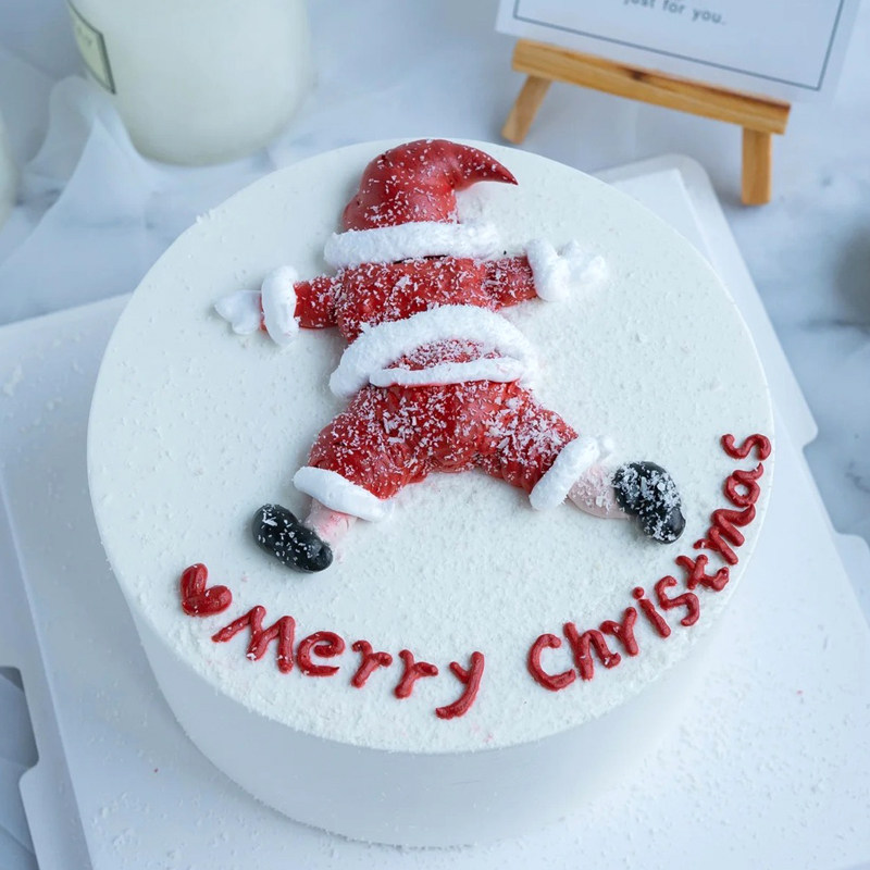 圣诞老人蛋糕装饰摆件网红软陶软胶摔跤圣诞节烘焙节日派对插件