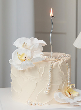 女神生日蛋糕装饰白色蝴蝶兰花摆件小红书同款仿真花朵甜品台装扮
