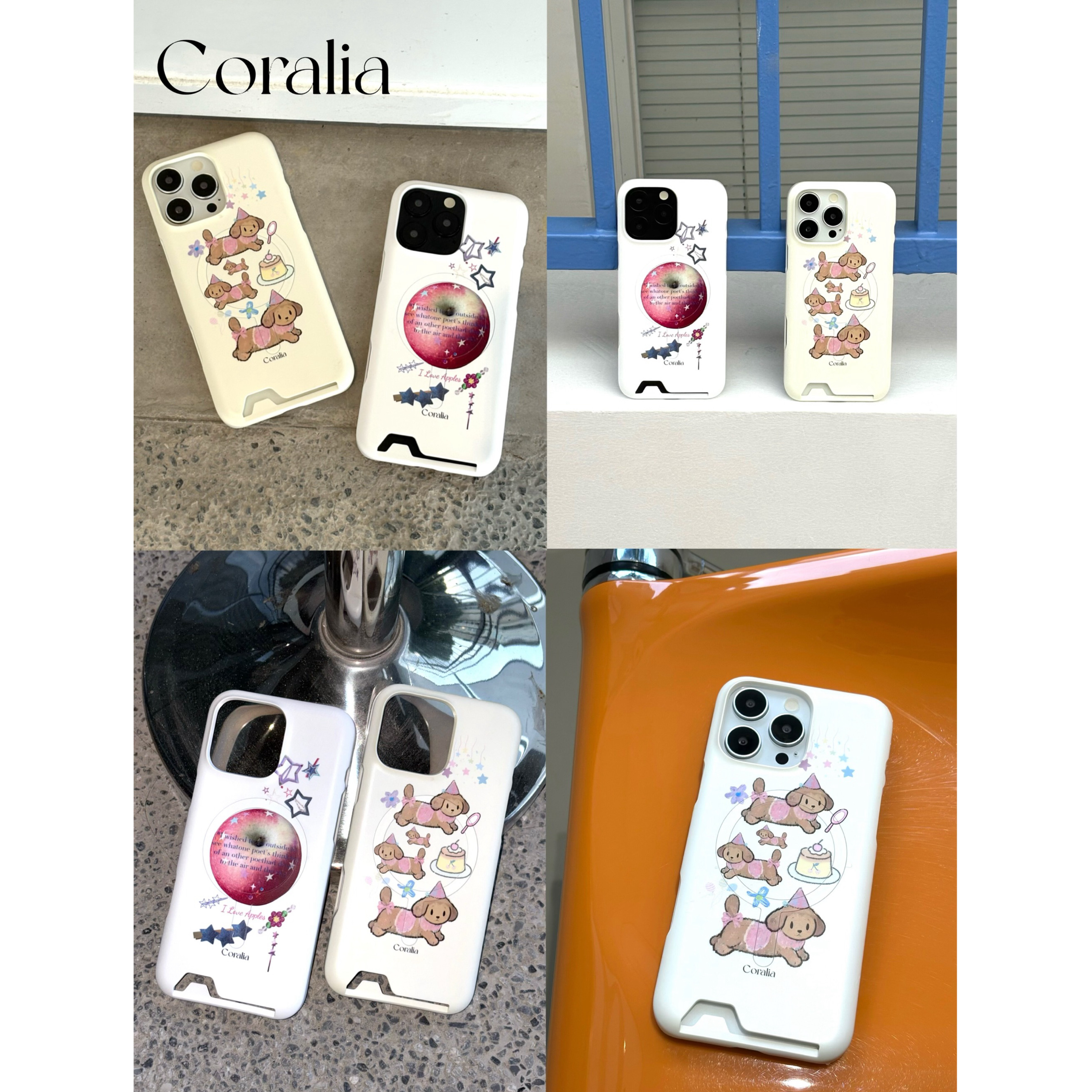 Coralia原创设计派对腊肠小狗Puppy韩国进口菲林磁吸插卡手机壳