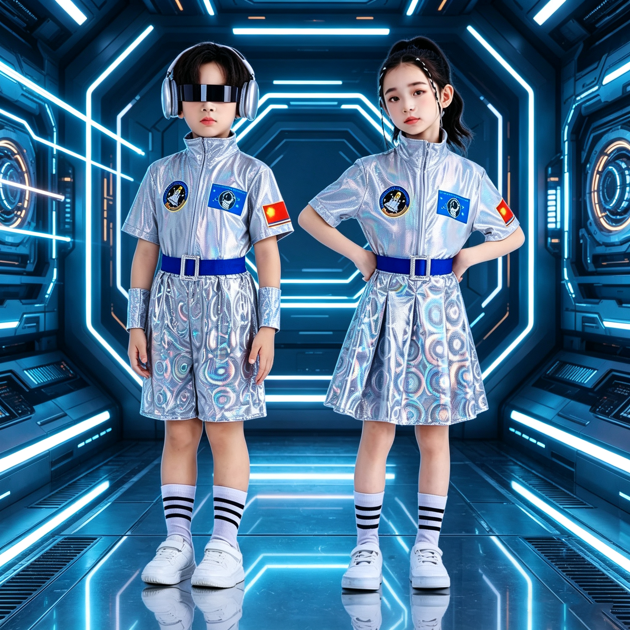 儿童宇航员太空舞蹈亮片演出服