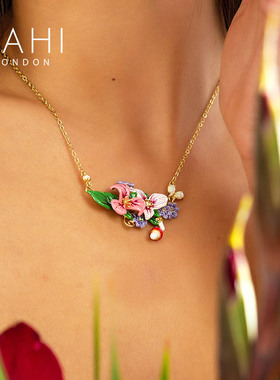 SAHI铜镀14K金、月光石吊坠项链