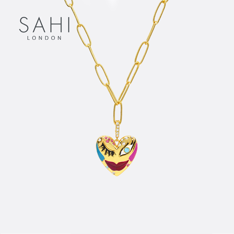 SAHI情人之眼珐琅心形项链