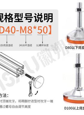 铝型材专用脚杯 6M8M0重型防滑支GHD撑座固定地脚1定向脚M杯可 调