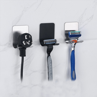 不锈钢剃须刀挂架 浴室免打孔收纳架插头挂钩 手动刮胡刀整理架子