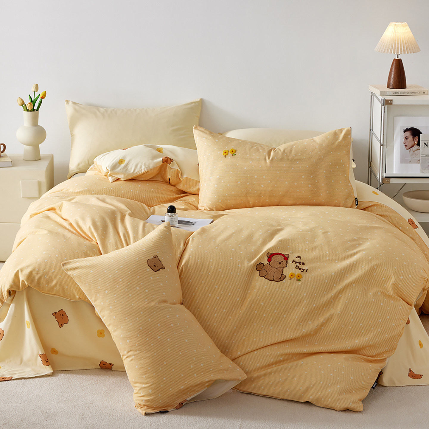 多喜爱全棉被套单件加厚磨毛被袋秋冬保暖被罩宿舍奶油风被套