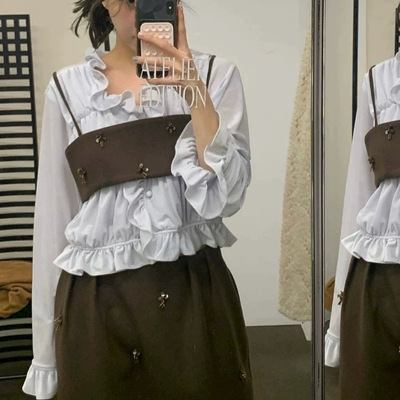 不退换2026秋季新款韩国东大门AT*LIEREDI*ION衬衫花朵吊带半身裙