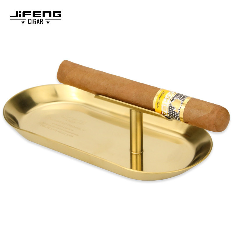 JIFENG季风雪茄烟灰缸古铜简约个性金属不锈钢时尚锋利雪茄钻烟托