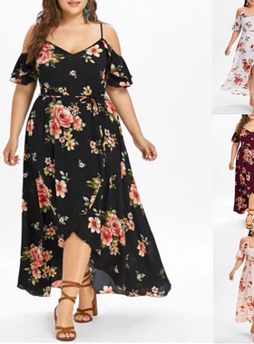 Fat Women's summer plus size loose beach long dress skirt