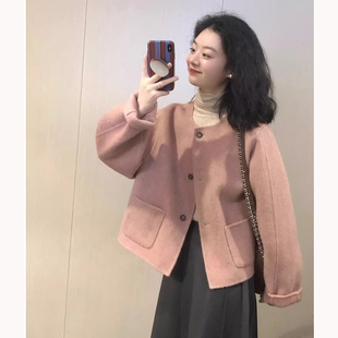 粉色小香风毛呢外套女2025年秋季新款爆款深秋呢子短款休闲韩系