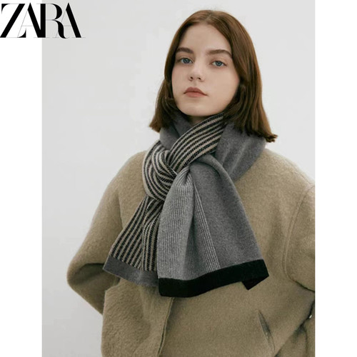 秋冬新款小众复古气质高级感线条围巾男女情侣保暖针织围脖潮礼物