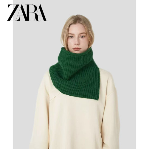 秋冬新款穿搭披肩纯色针织围脖男女高领开叉保暖堆领防风护颈围巾