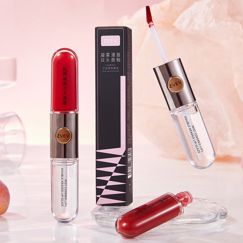 新款 凝雾漫唇唇釉不沾杯防水镜面雨衣双头两用显色口红