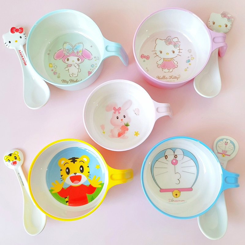 五和儿童碗女童宝宝碗防摔吃饭专用餐具手柄可爱卡通婴儿辅食碗勺