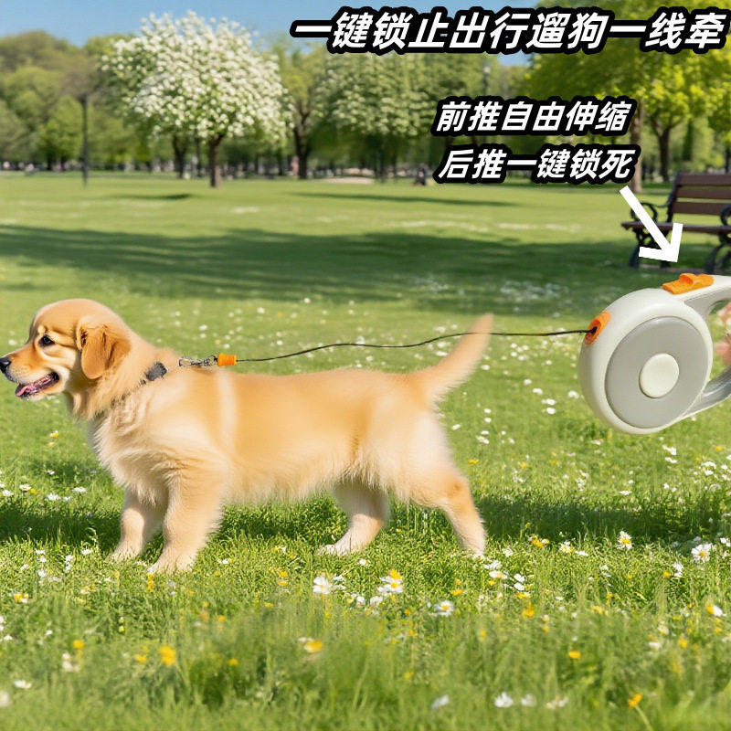 伸缩牵引绳一键制动外出