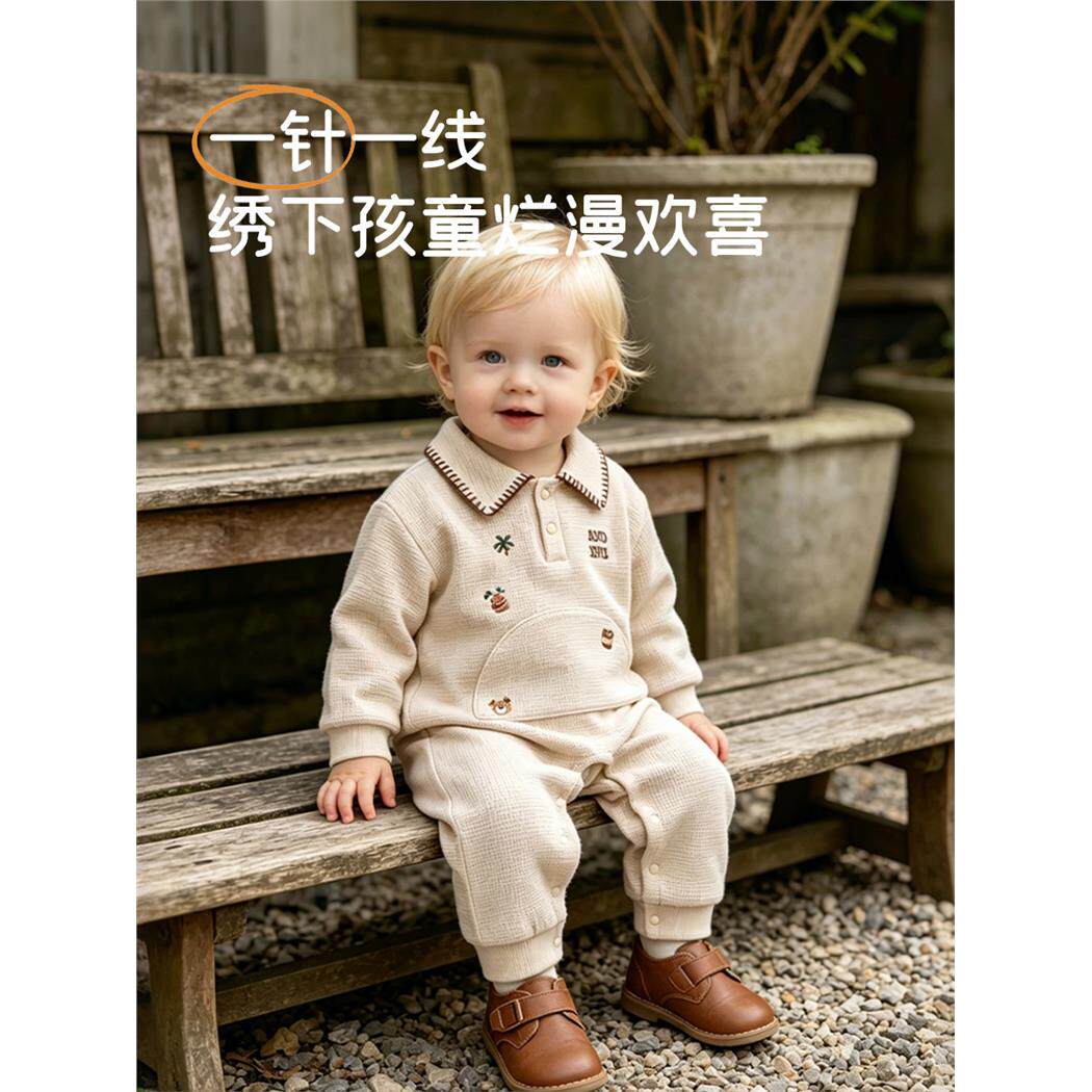 婴儿连体衣a类棉春秋季周