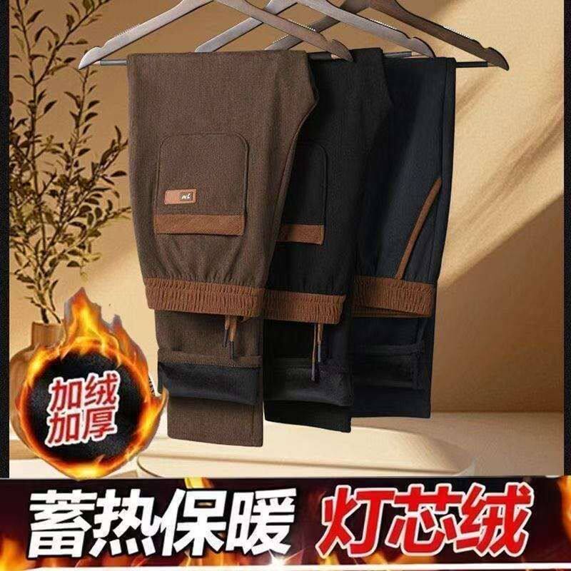 秋冬裤子新款灯芯绒男士宽松运动裤休闲裤加绒加厚直筒休闲长裤潮