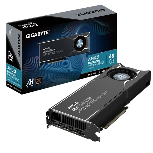 技嘉 W7900 AI TOP 48G大显存 AI计算设计专业显卡 涡轮风扇 AI卡