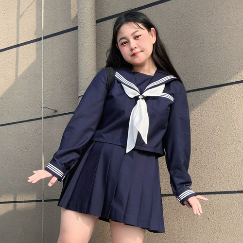 jk制服绀三本经典水手服大码胖mm