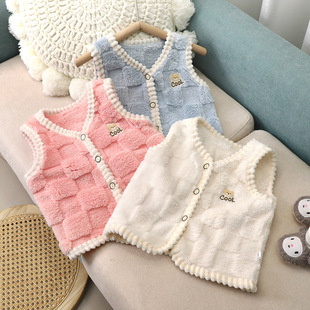 宝宝加绒背心春秋婴儿保暖马甲男女开衫上衣坎肩小孩打底秋冬儿童