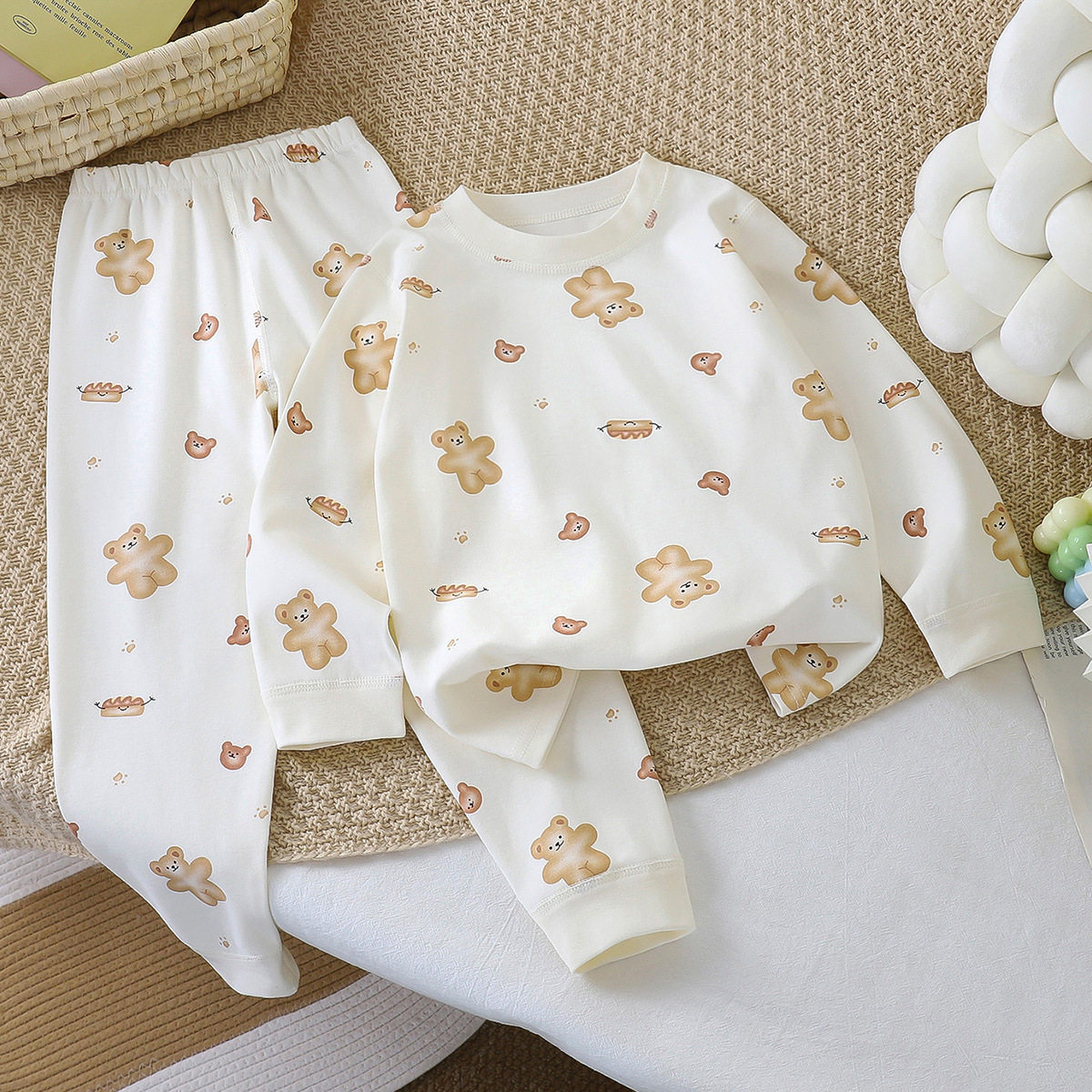 儿童男女童内衣套装40精梳100%棉纯棉家居服秋衣秋裤睡衣