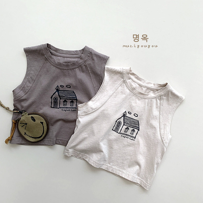 休闲夏季新款男女童背心T恤小童宝宝2026森系童上衣儿童韩版