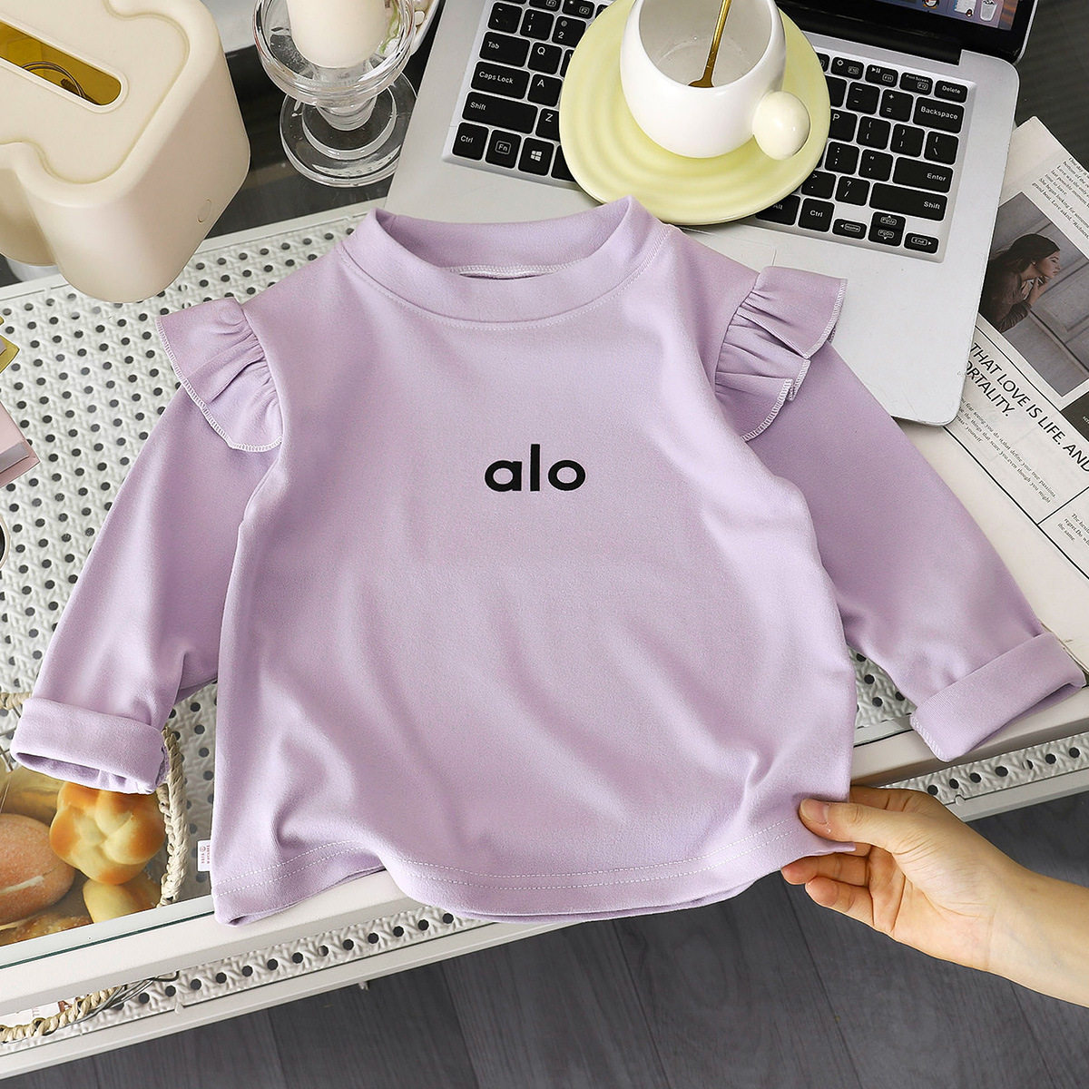 女童打底衫新款春季韩版花边宝宝上衣洋气卡通长袖T恤儿童秋装