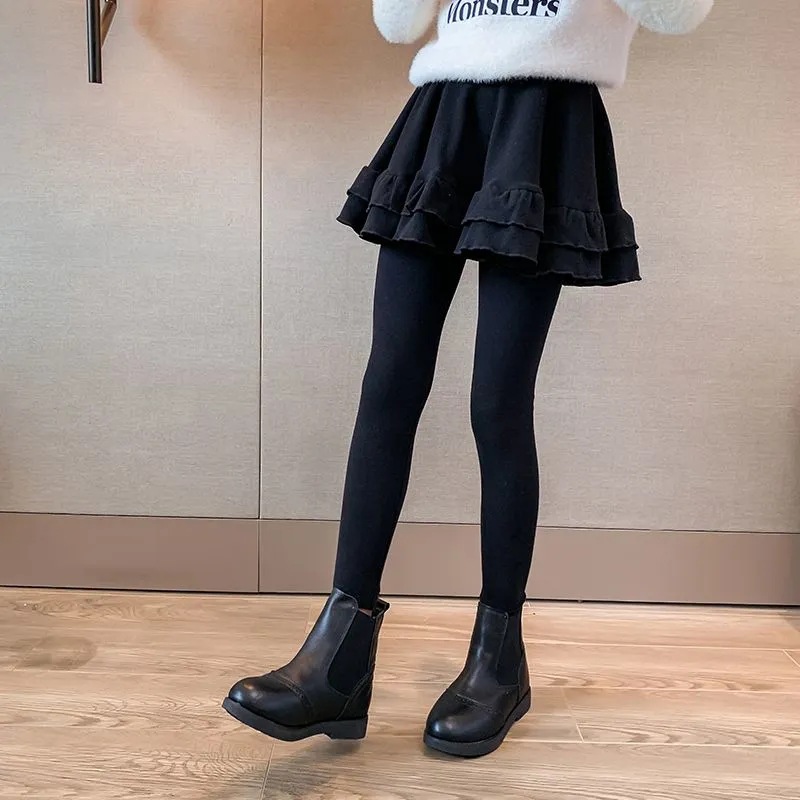 女童春秋冬季洋气裙裤外穿冬季儿童装新款中大童假两件打底裤加绒