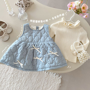 女童加绒背心裙0 女宝宝洋气夹棉连衣裙儿童086裙子AQ纯色 5岁冬季