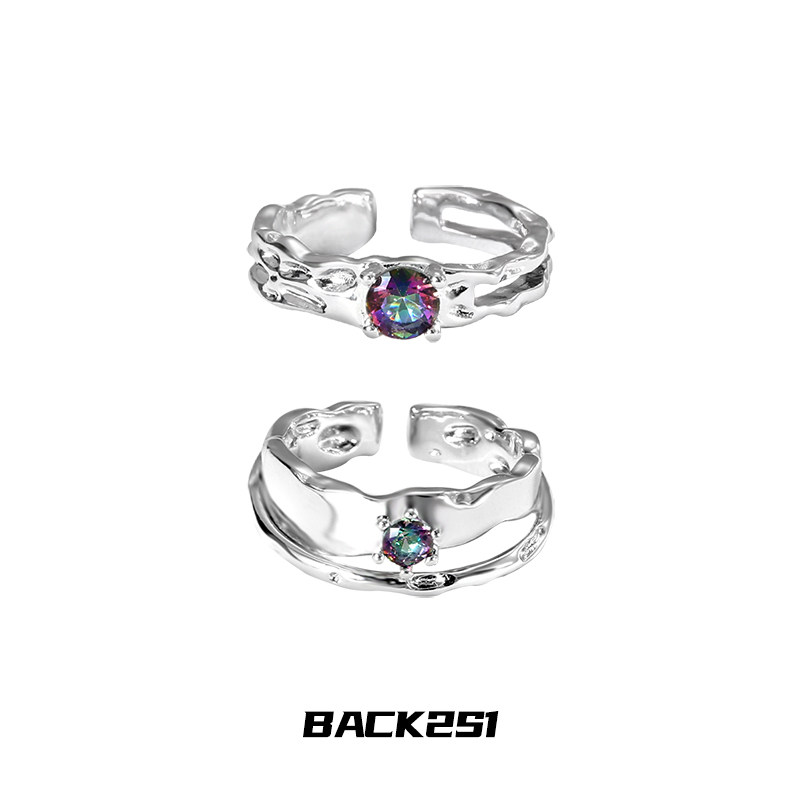 冷淡风渐变锆石戒指小众设计