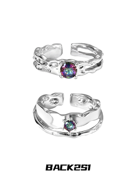 冷淡风渐变锆石戒指小众设计