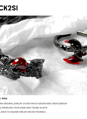 双色暗黑开口戒指小众设计感