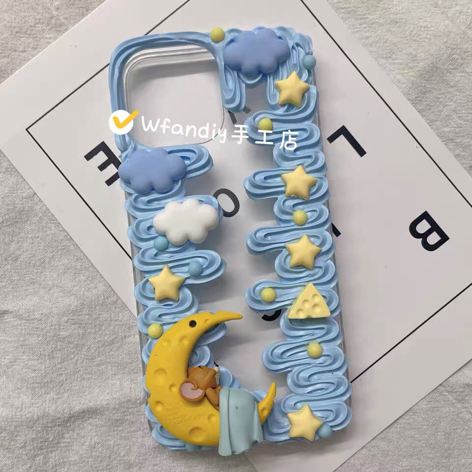 晚安jerry~ 晚安Tom猫杰瑞奶油胶手机壳DIY成品