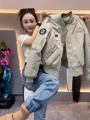 美式覆古短款棒球服外套女春秋新款欧货时尚洋气休闲百搭夹克上衣