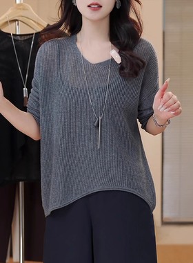 中长款不规则灰色毛衣女秋冬加厚感不撞款针织衫打底衫1017u