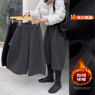 八分弯刀裤 灰色毛呢七分裤 外穿配靴子梨型报恩靴裤 冬季 女2025新款