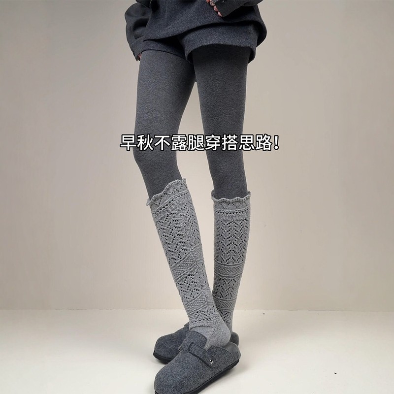 配裙子的灰色打底裤女外穿秋冬高腰紧身袜裤微压显瘦踩脚连1010e