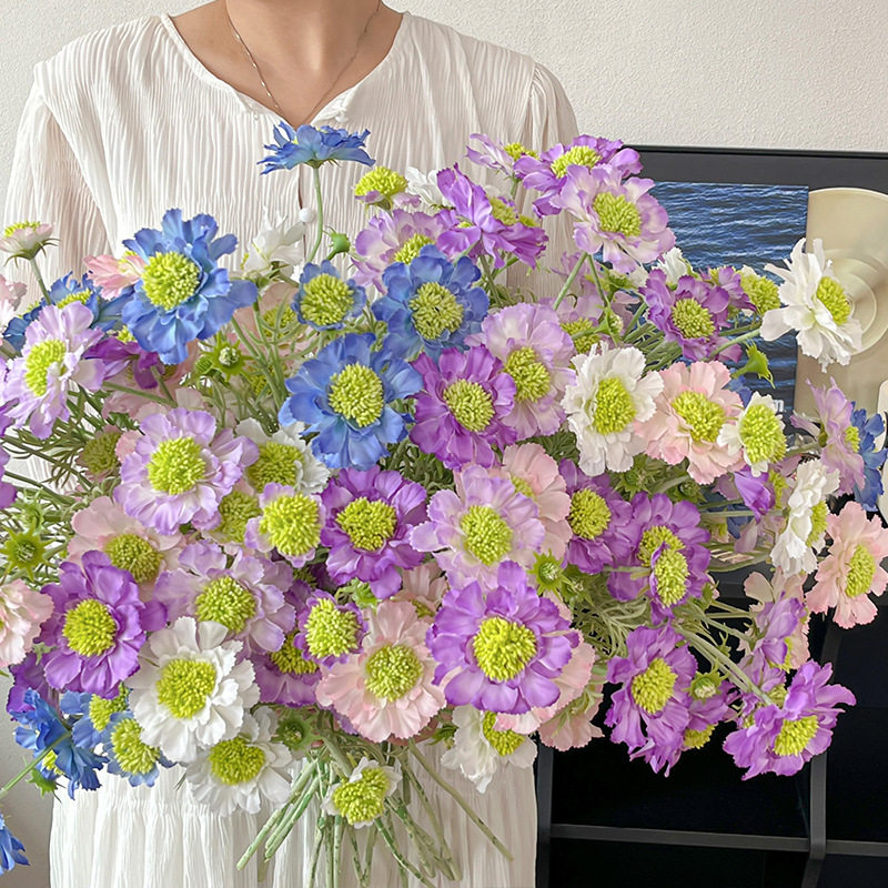 3花2苞植绒轮丰菊仿真束