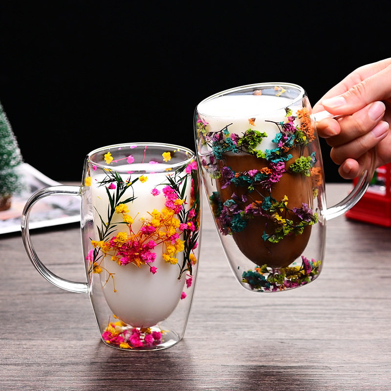 高硼硅双层干花流沙咖啡