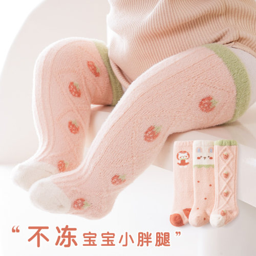 宝宝袜子冬季加厚卡通松口长筒袜