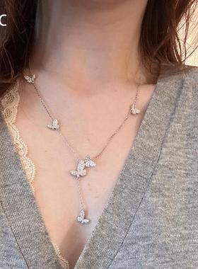 蝴蝶流苏项链高级感轻奢小众精致