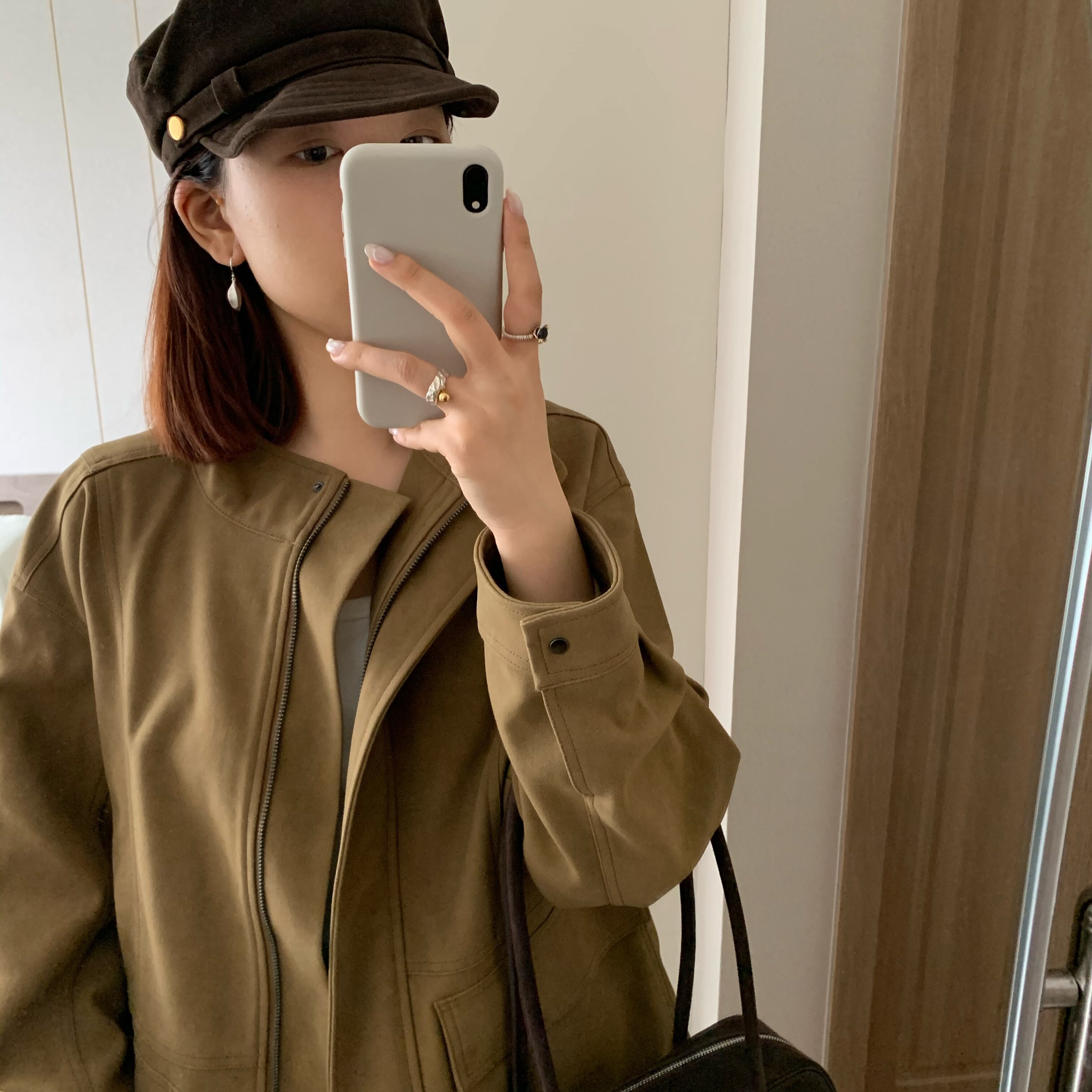 木果拉丝耳环2025新款爆款高级感轻奢简约气质耳钉女小众设计耳钩