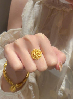 金色小花塔繁花戒指女轻奢高级感