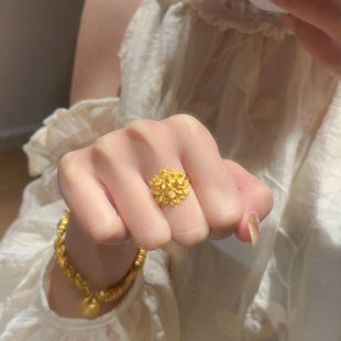 金色小花塔繁花戒指女轻奢高级感精致百搭食指戒小众设计结婚指环